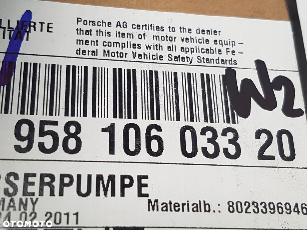 porsche cayenne 958 pompa wody 95810603320 nowa oe - 3