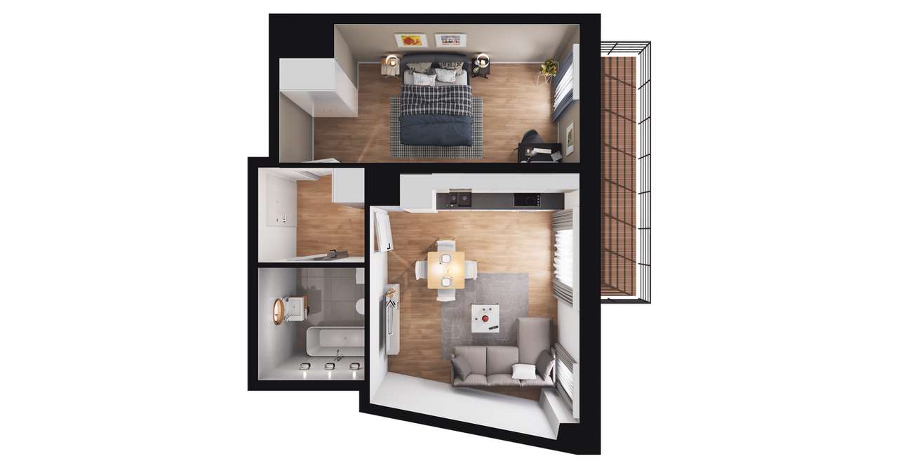 2-pokojowe mieszkanie 40m2 + balkon Bezpośrednio - Pełny obrazek: 2/7