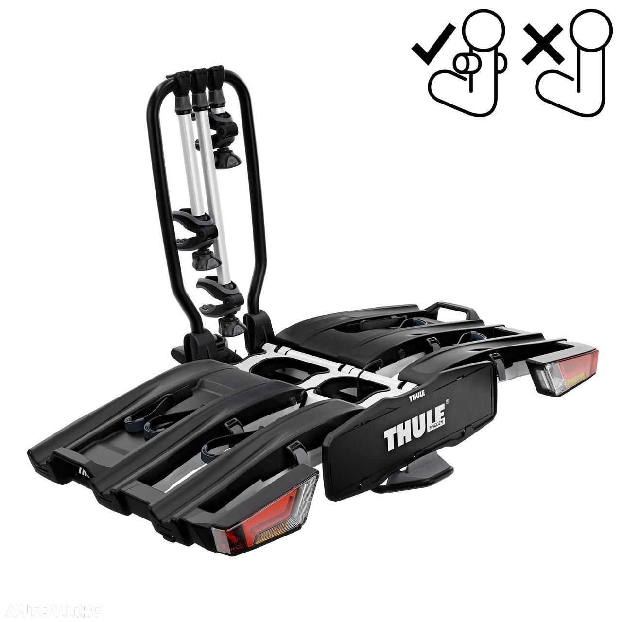 Suport 3 biciclete Thule EasyFold XTF 3 cu prindere pe carligul de remorcare (13pini) - 1