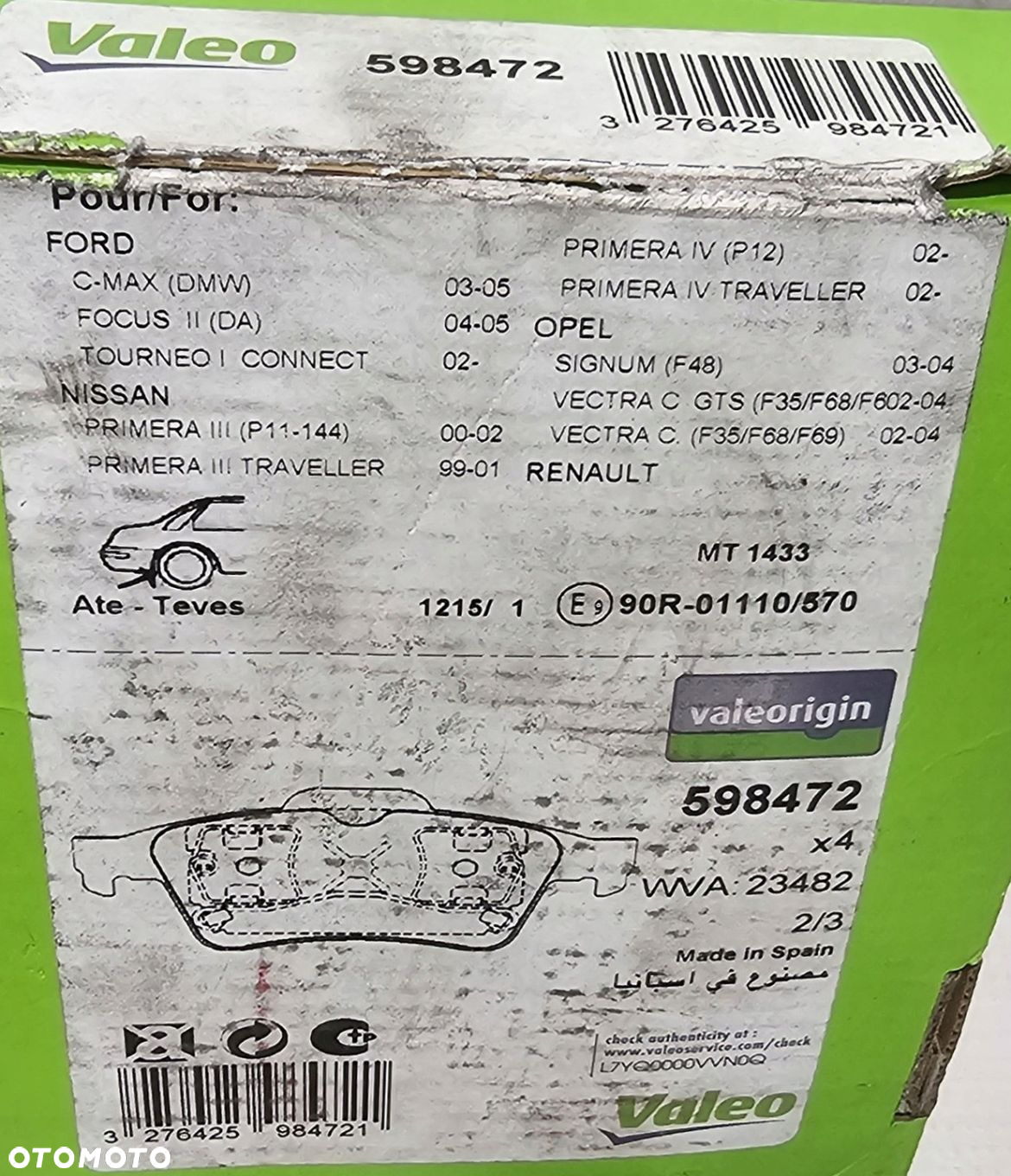 NOWE KLOCKI HAMULCOWE TYŁ RENAULT / FORD / SAAB / OPEL / NISSAN - 598472 - 2
