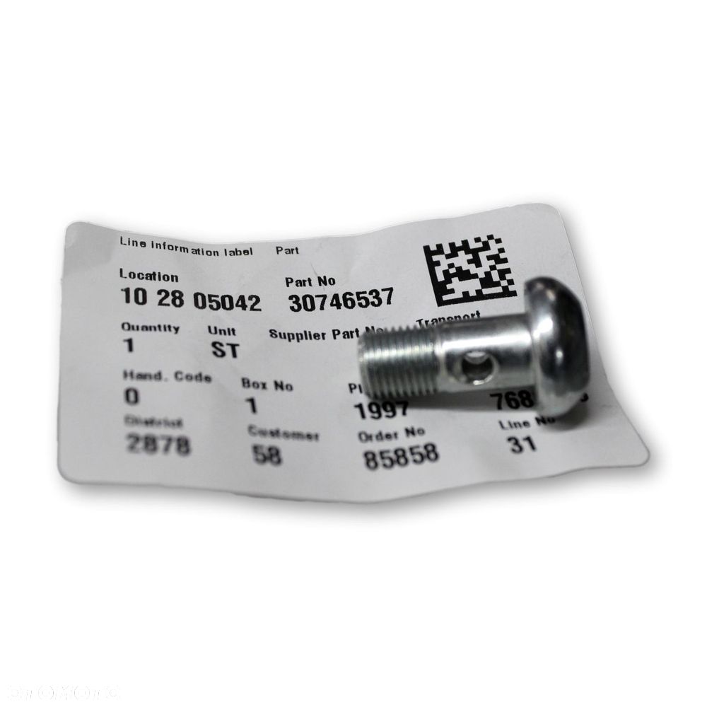 VOLVO XC90 XC60 śruba do przewodu olejowego OE 30746537 - 1