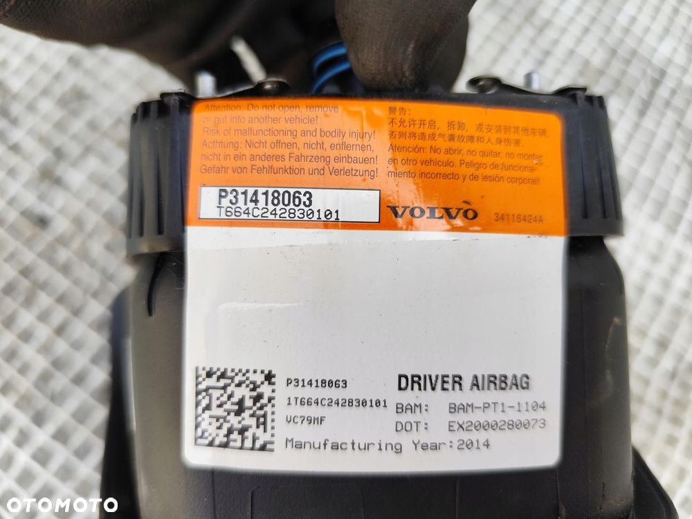 VOLVO S60 II V60 LIFT 13-18 PODUSZKA POWIETRZNA KIEROWCY AIRBAG 31418063 - 7