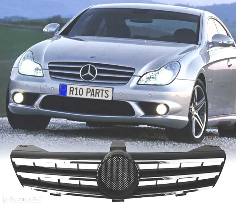 GRELHA FRONTAL SPORT AMG MERCEDES CLS W219 04-10 CROMADA PRETA - 1