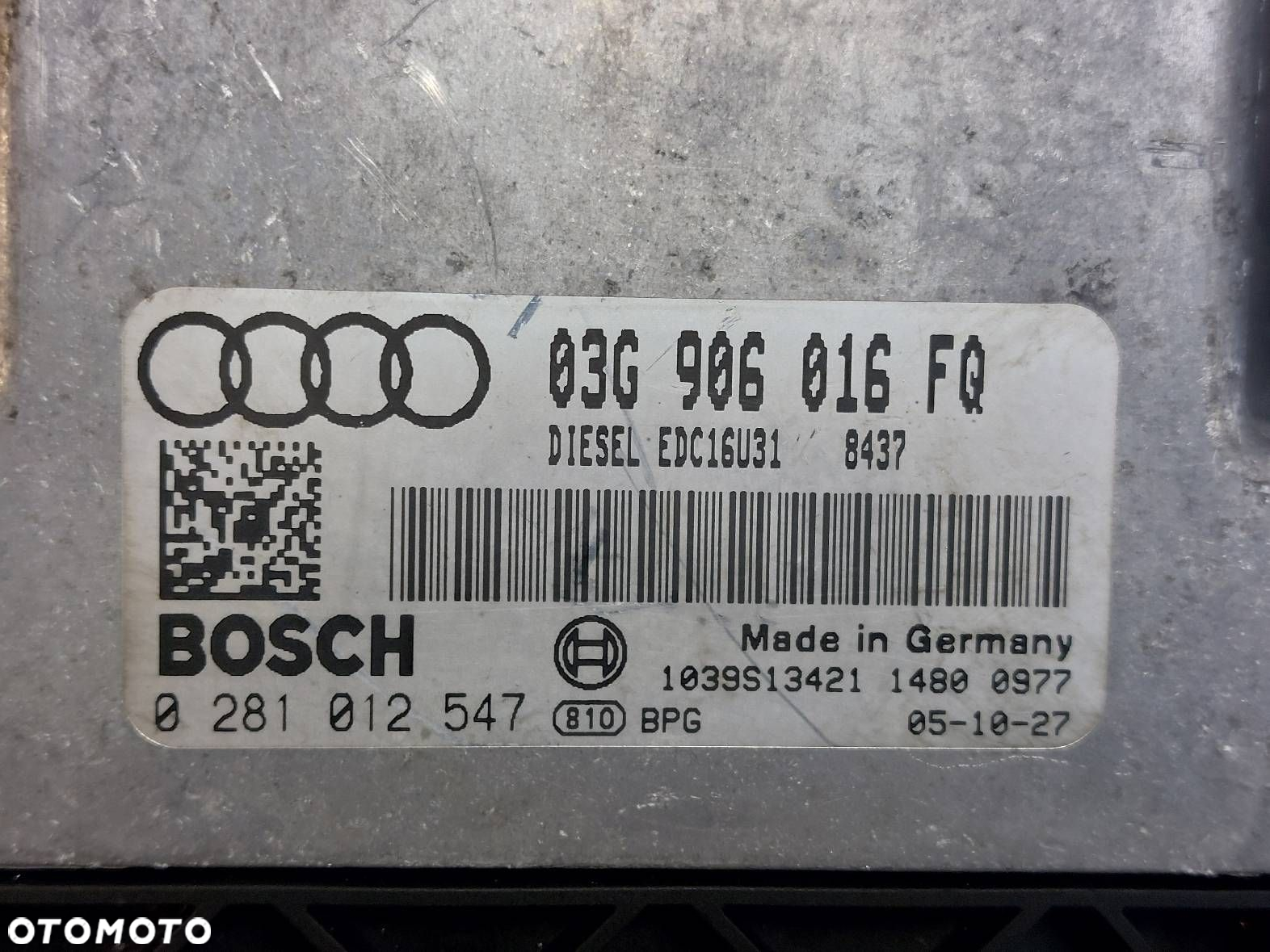 ZESTAW STARTOWY AUDI A4 B7 2.0 TDI 03G906016FQ 4B0905851M 8E0920901D - 2