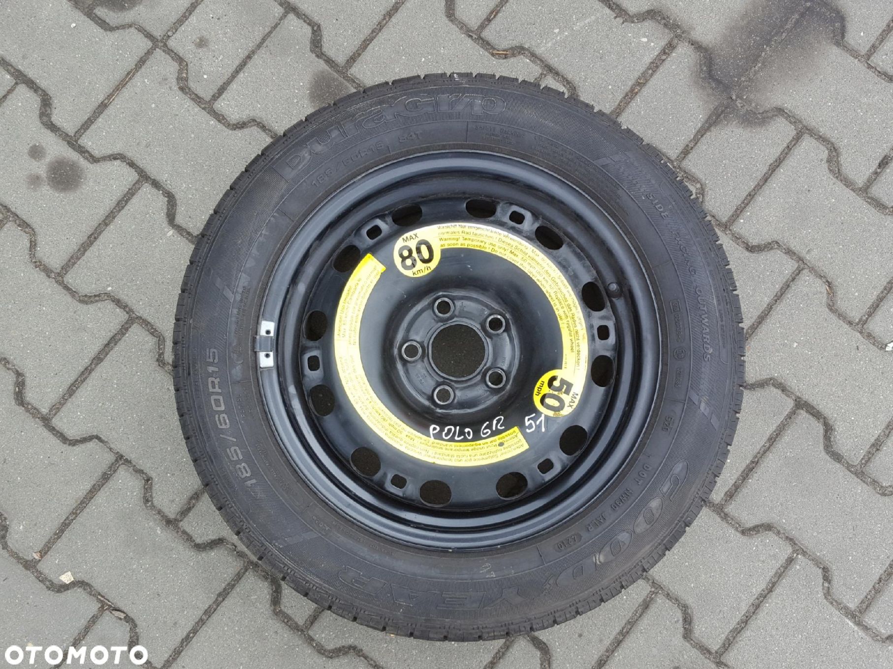 VW POLO 6R IBIZA IV 08r- FABIA II KOŁO ZAPASOWE 15 5X100 - 1