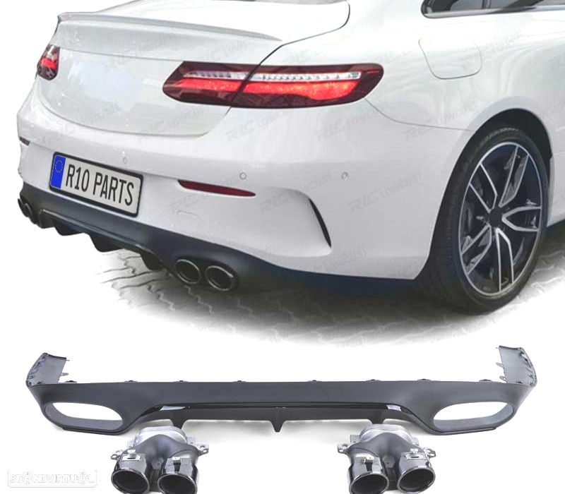 DIFUSOR MERCEDES CLASSE E C238 16- LOOK AMG E53 + PONTEIRAS DE ESCAPE PRETAS - 1