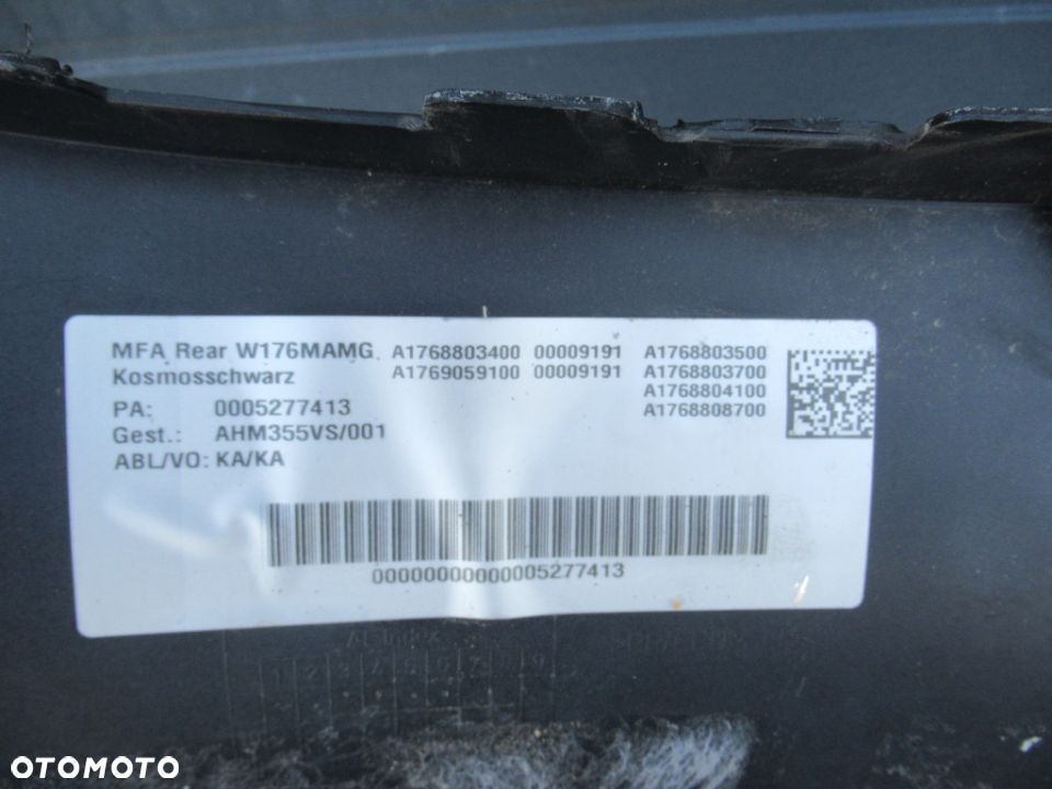 ZDERZAK TYLNY TYŁ MERCEDES A-KLASA W176 AMG A1768852325 2012-2015 - 9