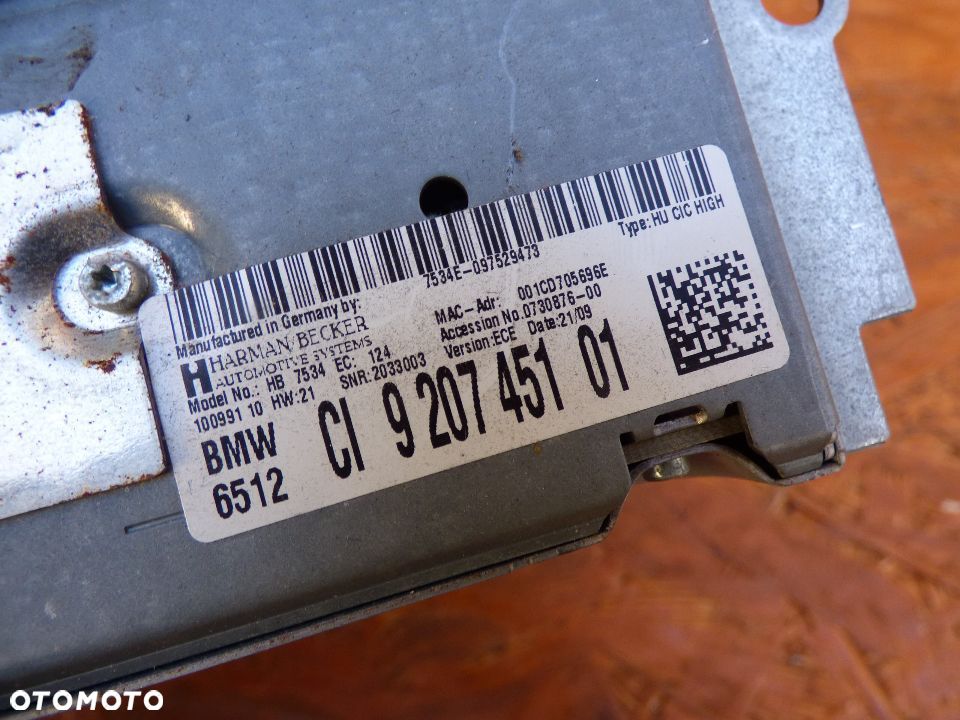 NAWIGACJA CZYTNIK BMW F01 f02 F10 F07  F06 F12 F13 HARMAN/BECKER 9293395  9274569  9207451 - 6