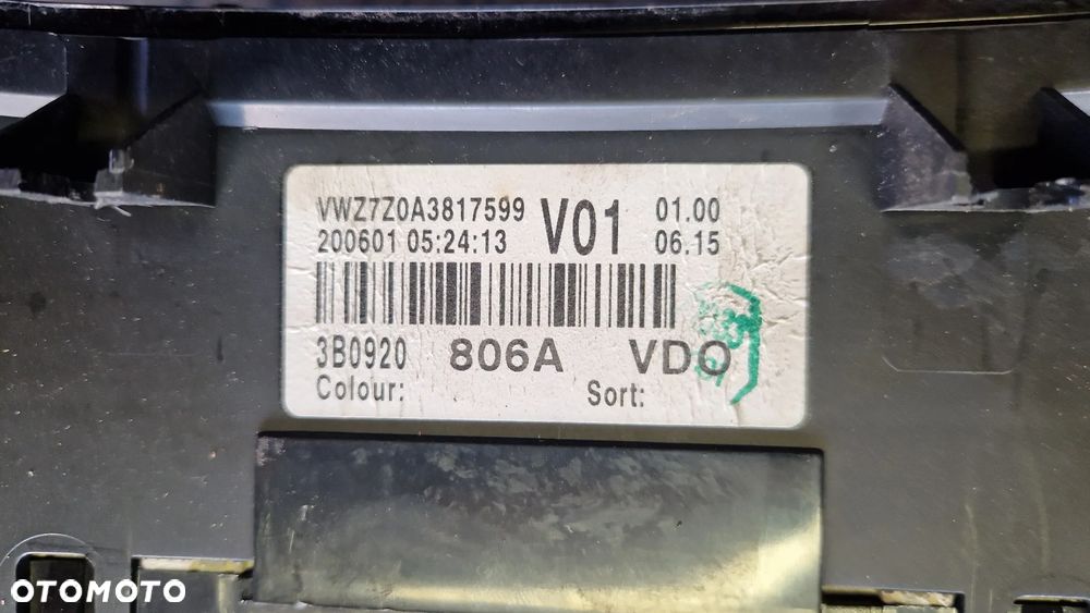 VOLKSWAGEN PASSAT B5 LIFT 1.9 TDI LICZNIK 3B0920806A - 2