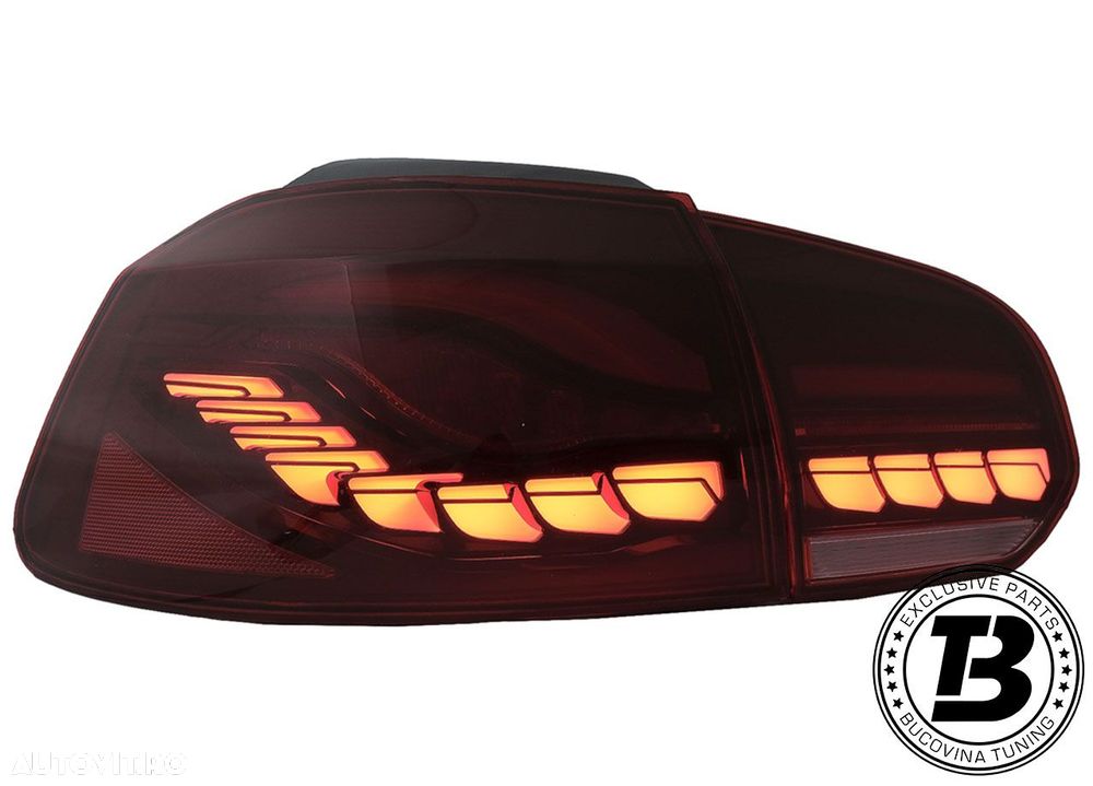 Stopuri Full LED compatibile cu VW Golf 6 VI Red Smoke Design - 2