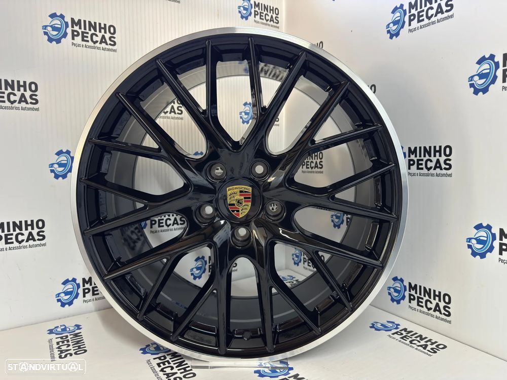 Jantes look Porsche Panamera em 21 (5x130) Preto Brilho Aro Polido - 8