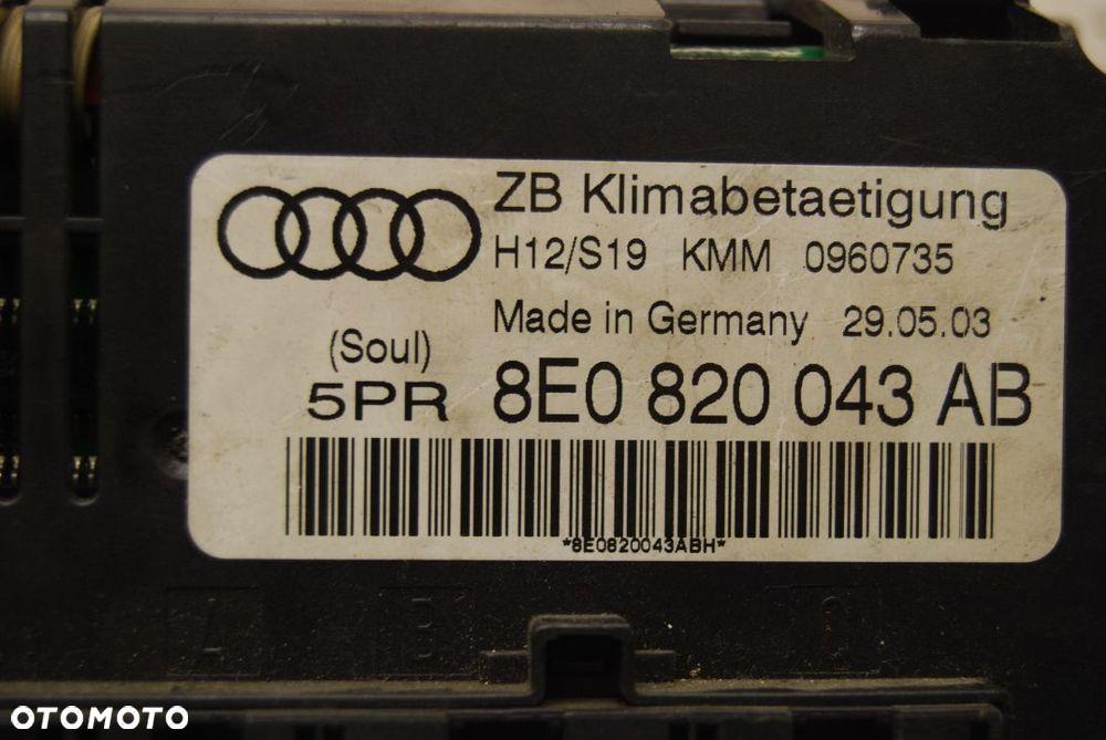 PANEL KLIMATYZACJI 8E0820043AB AUDI A4 B6 B7 8E0820043AK - 5