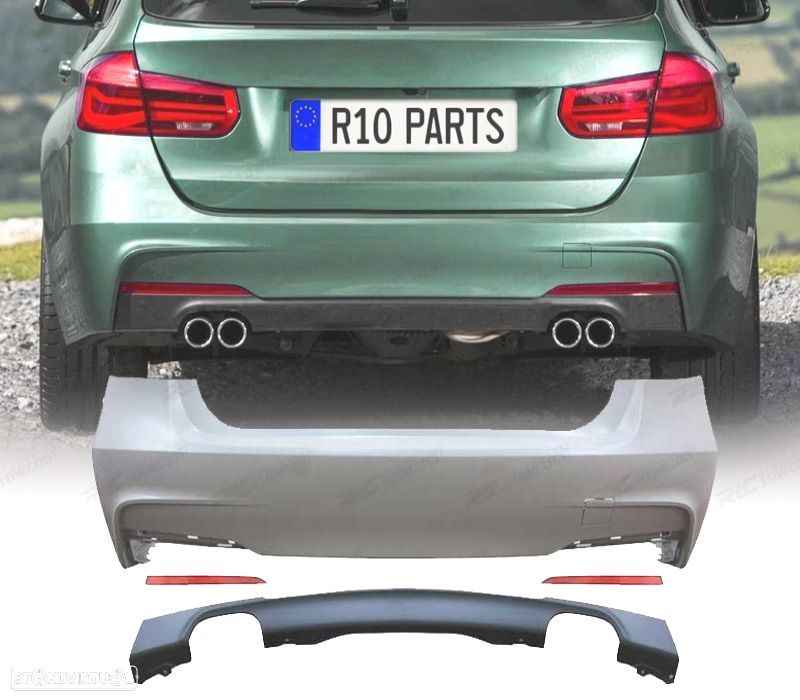 PARA-CHOQUES TRASEIRO BMW F30 LOOK M SAÍDA DUPLA ABS - 1