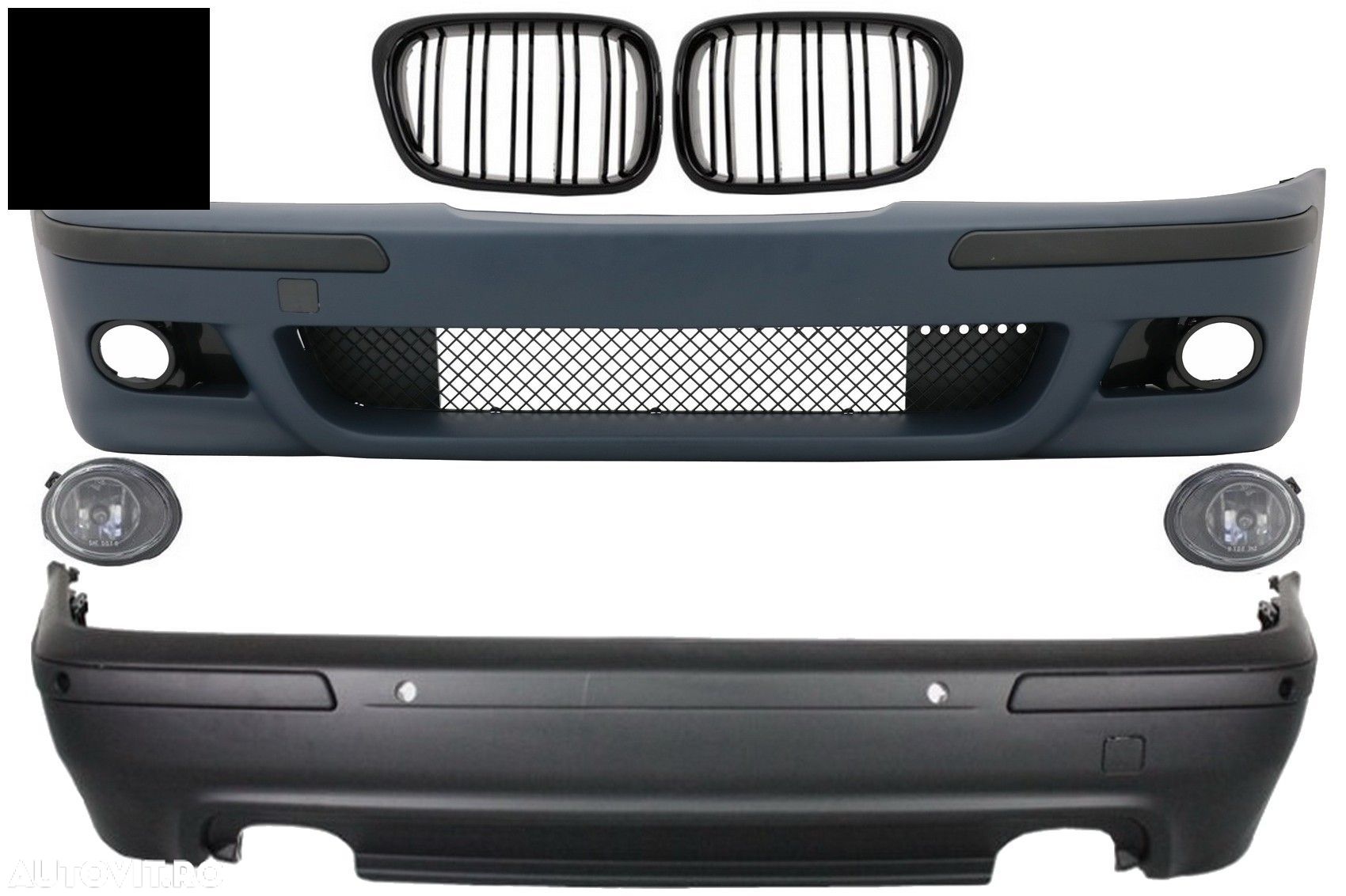 Body Kit Exterior BMW Seria 5 E39 (1997-2003) Cu Proiectoare Crom si Grile Negru L- livrare gratuita - 1