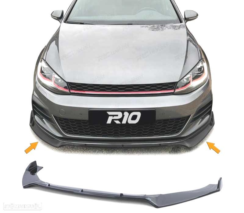 SPOILER LIP FRONTAL VOLKSWAGEN VW GOLF MK7 GTI 12-20 PRETO BRILHANTE - 1