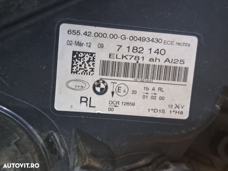 Far Dreapta Bi-Xenon BMW Seria 7 F01 F02 - Cod 7182140 - Original ZKW COMPLET (Defect prindere) - 2