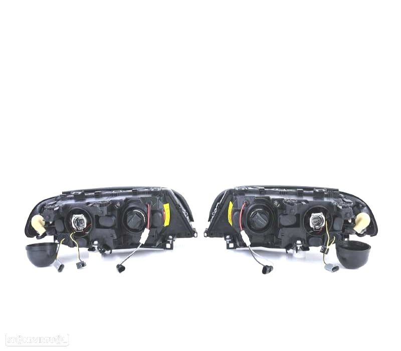 FARÓIS FRENTE ANGEL EYES BMW E46 COUPE CABRIO 99-03 FUNDO PRETO - 2