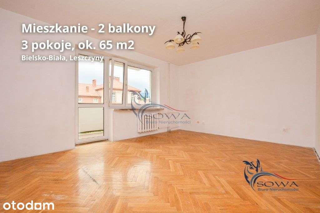 3-pokojowe mieszkanie z 2 balkonami