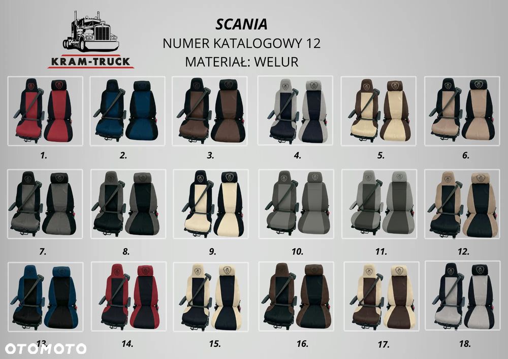 Pokrowce Siedzeń Welur Scania R S P G - 1