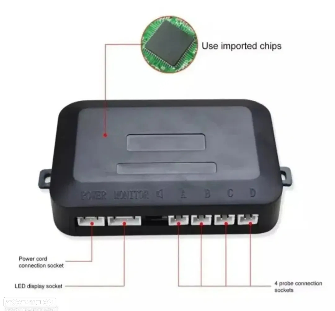 Sensores de Estacionamento Universal + Display LED - Branco - 5