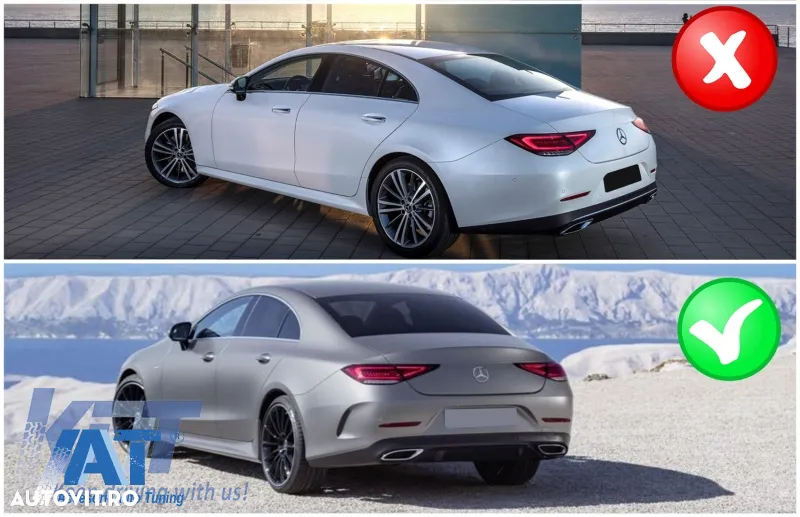 Difuzor Bara Spate cu Ornamente toba compatibil cu Mercedes CLS-Class C257 (2018-up) CLS53 Design Chrome - 5