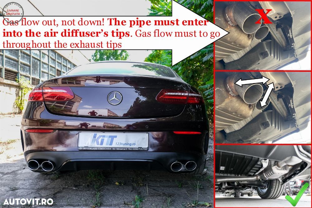 Difuzor Bara Spate cu Grila Centrala Mercedes E-Class C238 AMG Sport Line (2016+) - livrare gratuita - 14