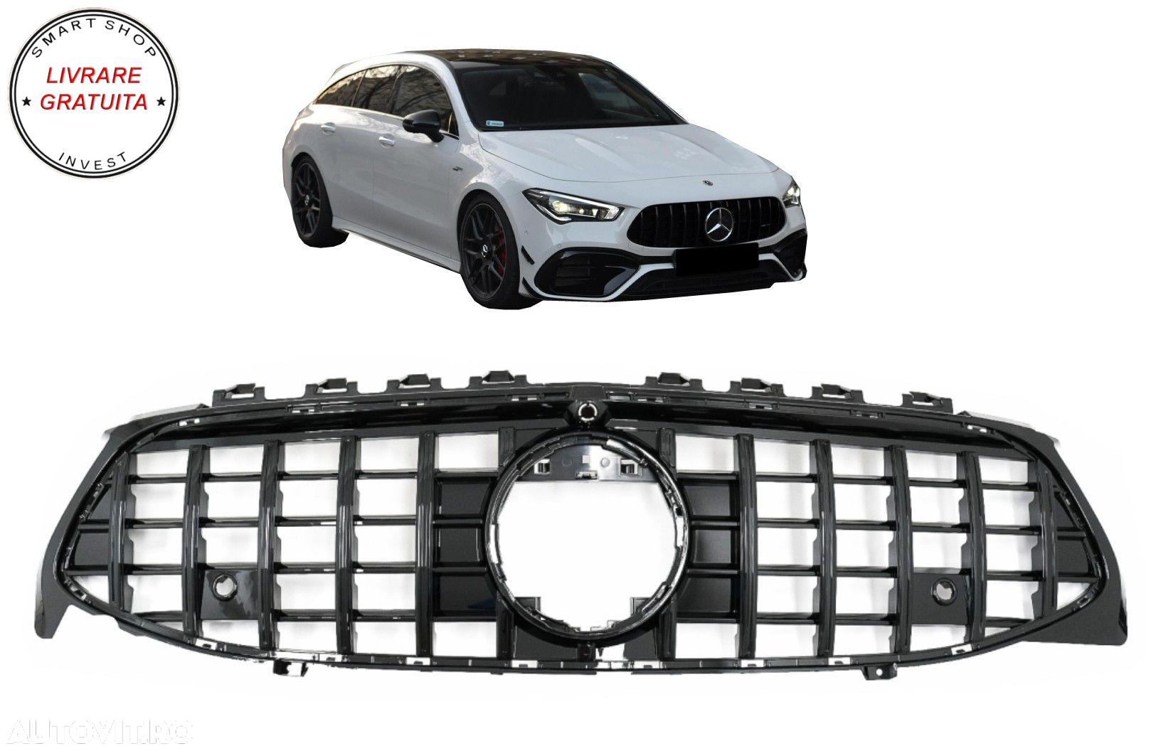 Grila Centrala Mercedes CLA X118 C118 (2019-up) GT-R Panamericana Design Negru Luc- livrare gratuita - 10
