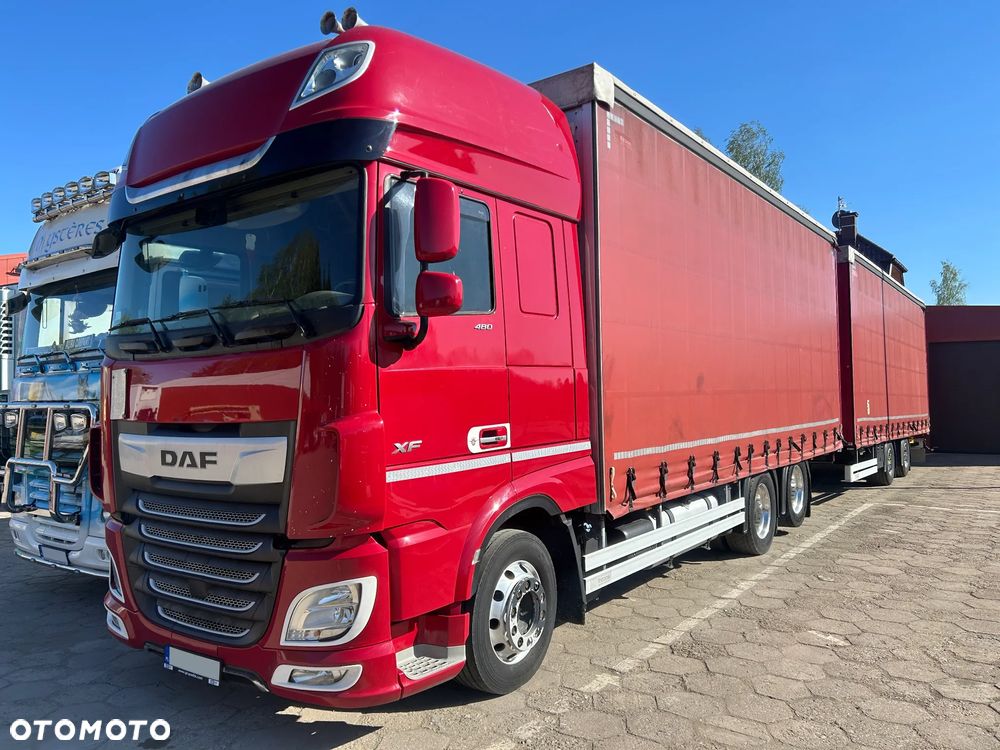 DAF XF 106 480 RETARDER / ZESTAW TANDEM / ALUFELGI / KONTRAKT SERWISOWY / 3 OŚ PODNOSZONA BLIŹNIAK / DAF + PRZYCZEPA / ZABUDOWY REDOS PODNOSZONY DACH / OSIE SAF / ŚWIATŁA LED / 2019 ROK !! - 1