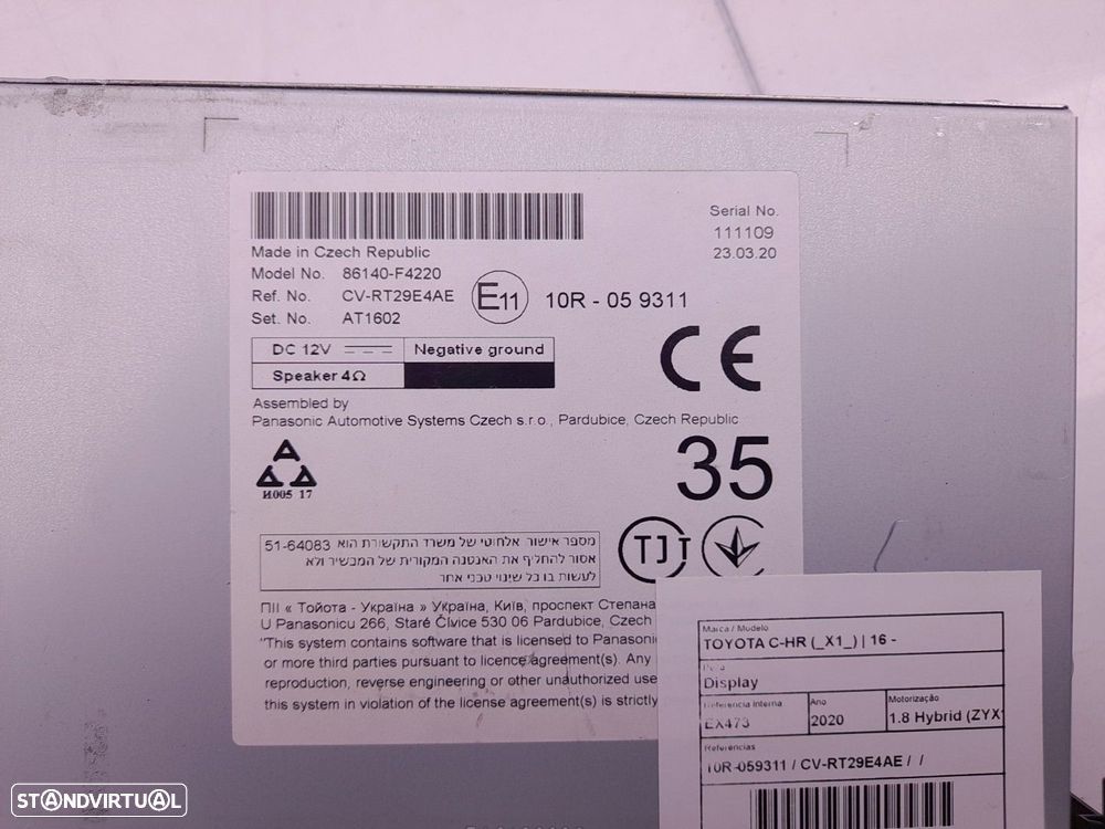 Display / ecrã de informações TOYOTA C-HR (_X1_) - 2