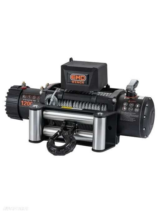 Troliu electric auto EMD Winch 12000lbs (5443kg), 12V, cablu otel, 26m, raport 265:1 - 4