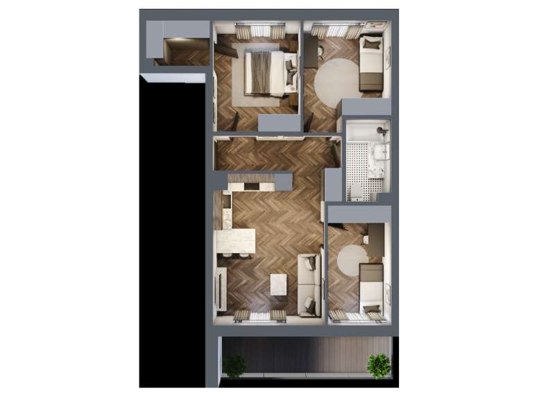 Mieszkanie, 66.51m², 4 pokoje, 2 piętro, C-KLF16-LM6, Nowe Horyzonty