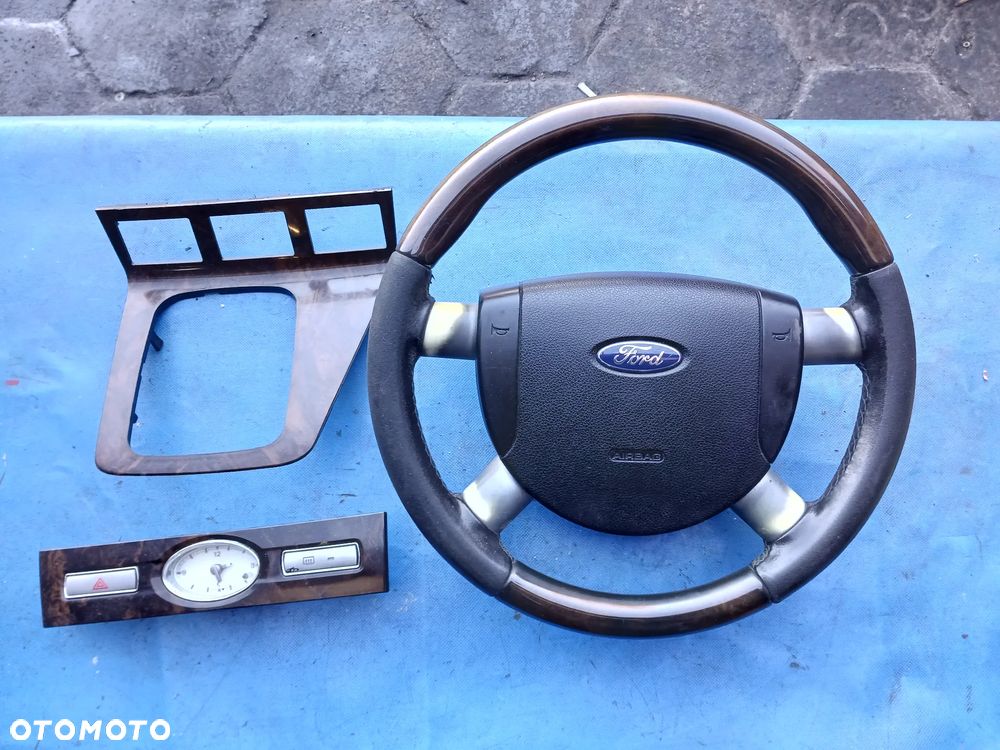 Ford Mondeo MK 3 MkIII kierownica drewno drewniana dekory drewniane zegarek włącznik świateł - 1