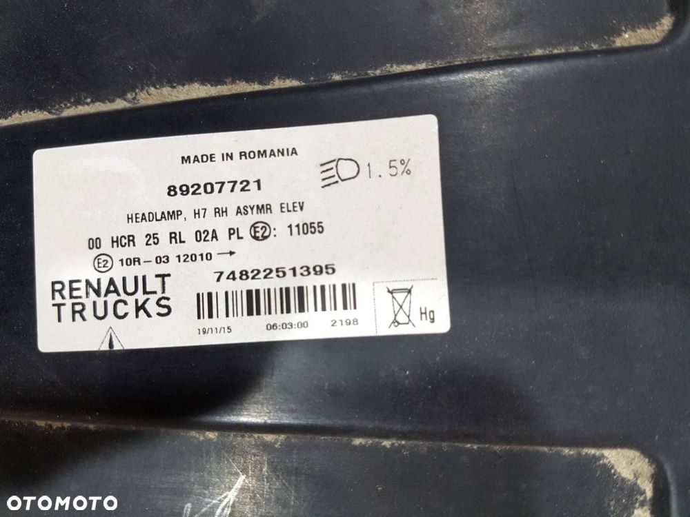 RENAULT RANGE GAMA T LAMPA PRZÓD PRZEDNIA PRAWA 89207721 EUROPA ORYGINAŁ - 9