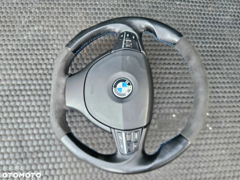 Kierownica Ścięta Trzy 3 Ramienna Pikowana Skóra Ancantara Multifunkcja Sterowanie AirBag Poduszka BMW 5 F10 F11 - 9