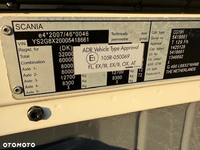 Scania G 490 8x2 Rama do zabudowy Euro 6 ADR - 6