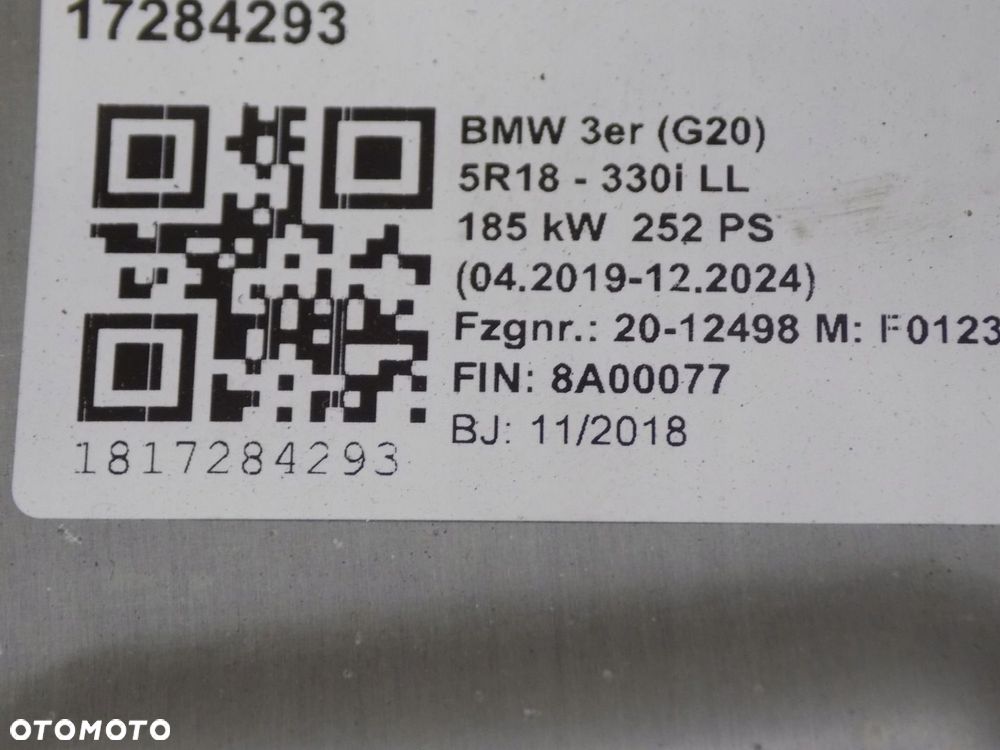 BMW 3 G20 G21 PAS PRZEDNI CHŁODNICE WENTYLATOR RADAR 330i 185KW 252KM - 5