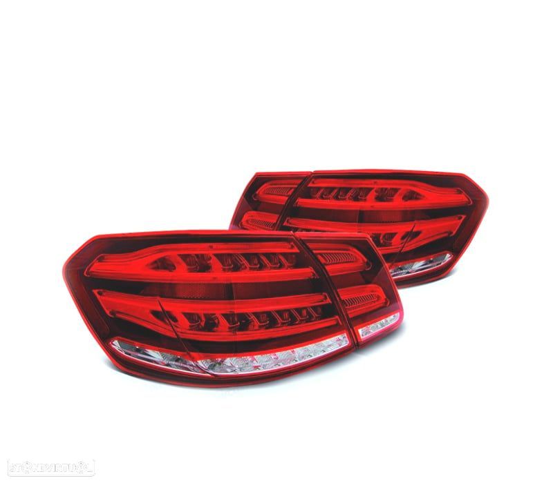 FAROLINS TRASEIROS MERCEDES CLASSE E W212 09-13 LIGHT BAR VERMELHO CROMADO - 1