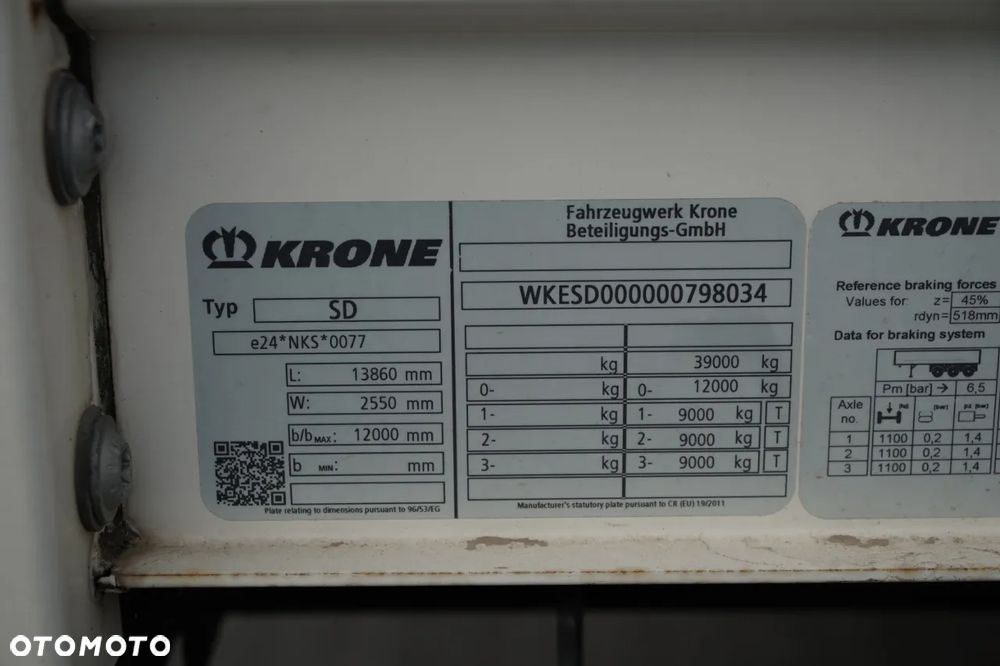 Krone FIRANKA / BURTOWA / OŚ PODNOSZONA / SAF / STANDARD - 25