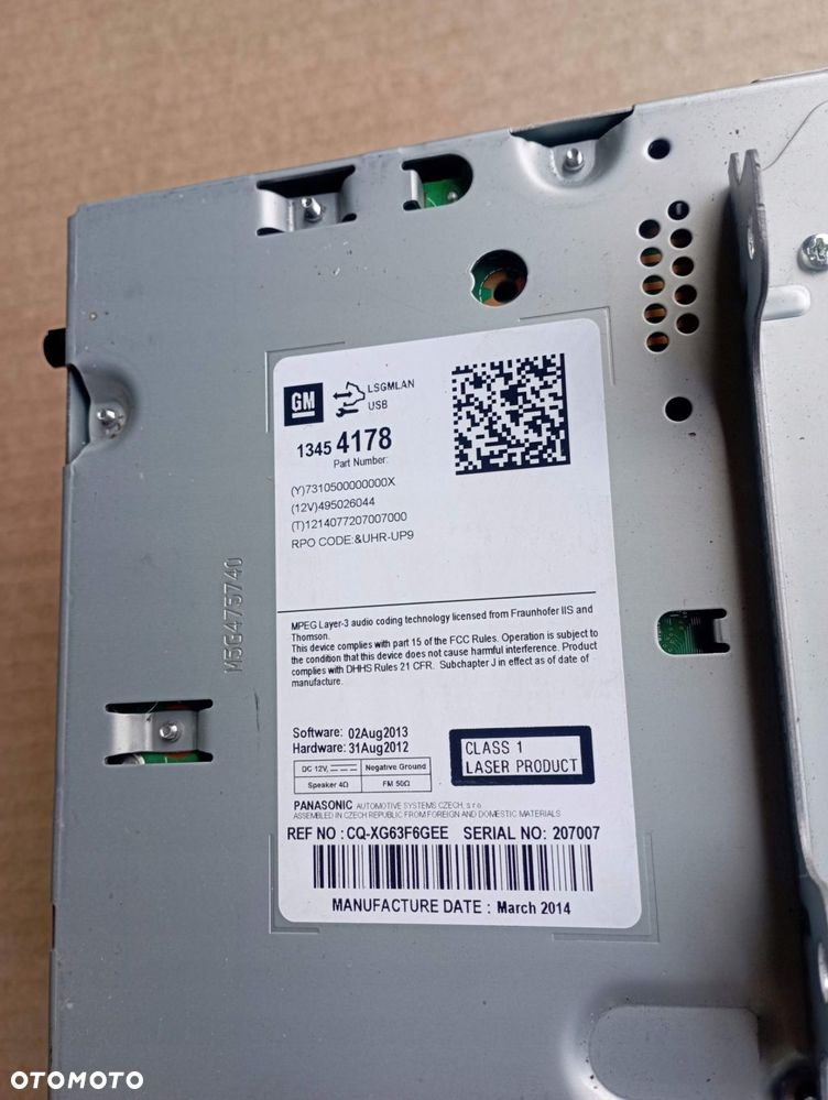 OPEL ASTRA J GTC RADIO CD 13454178 - 2