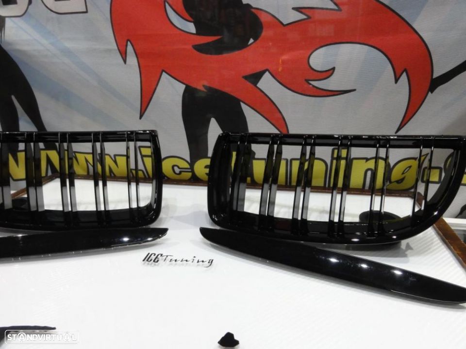 Grelha frontal BMW E90 / E91 05-08 M4 look / dupla lâmina em preto piano brilhante - 9