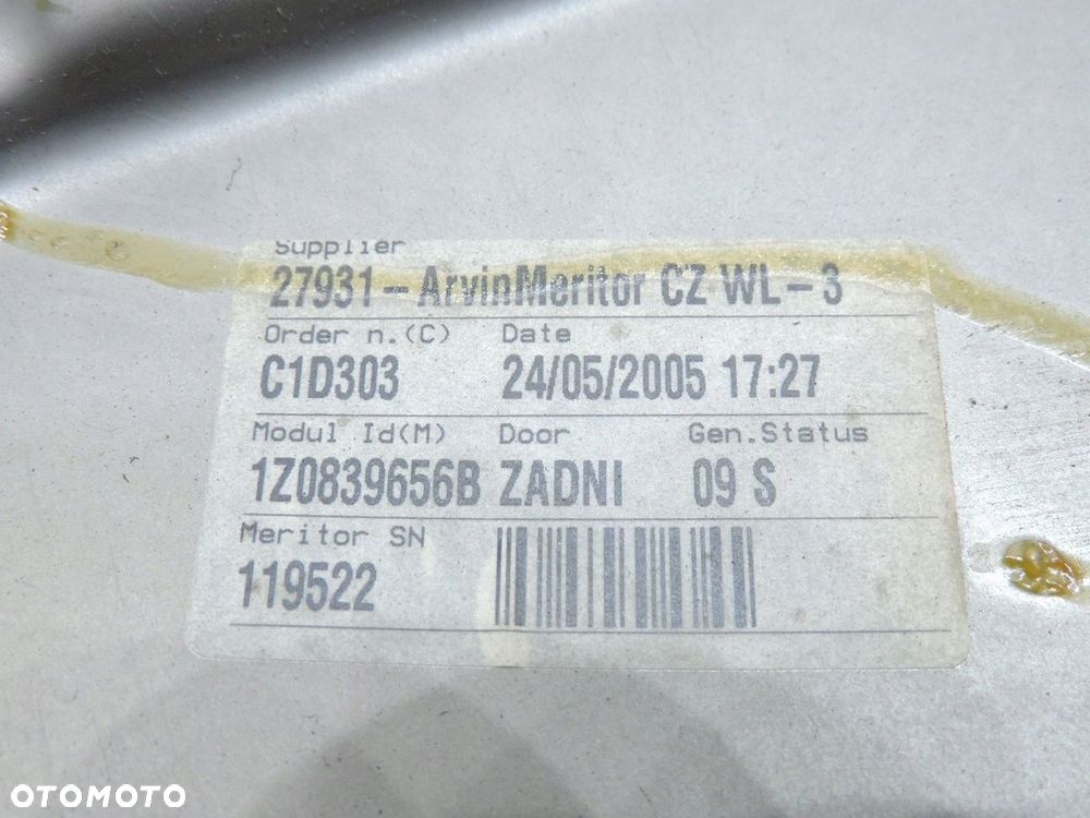 MECHANIZM SZYBY PRAWY TYŁ OCTAVIA II KOMBI - 8