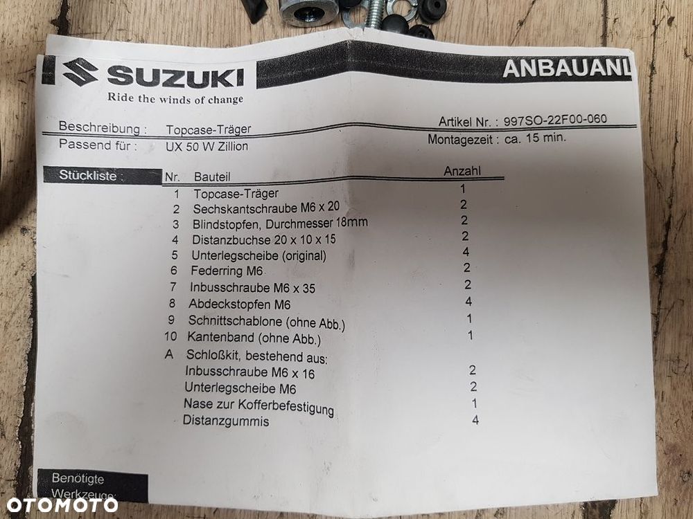 Stelaż pod kufer centralny bagażnik Suzuki UX50 Zillion  997SO-22F00-060 - 13