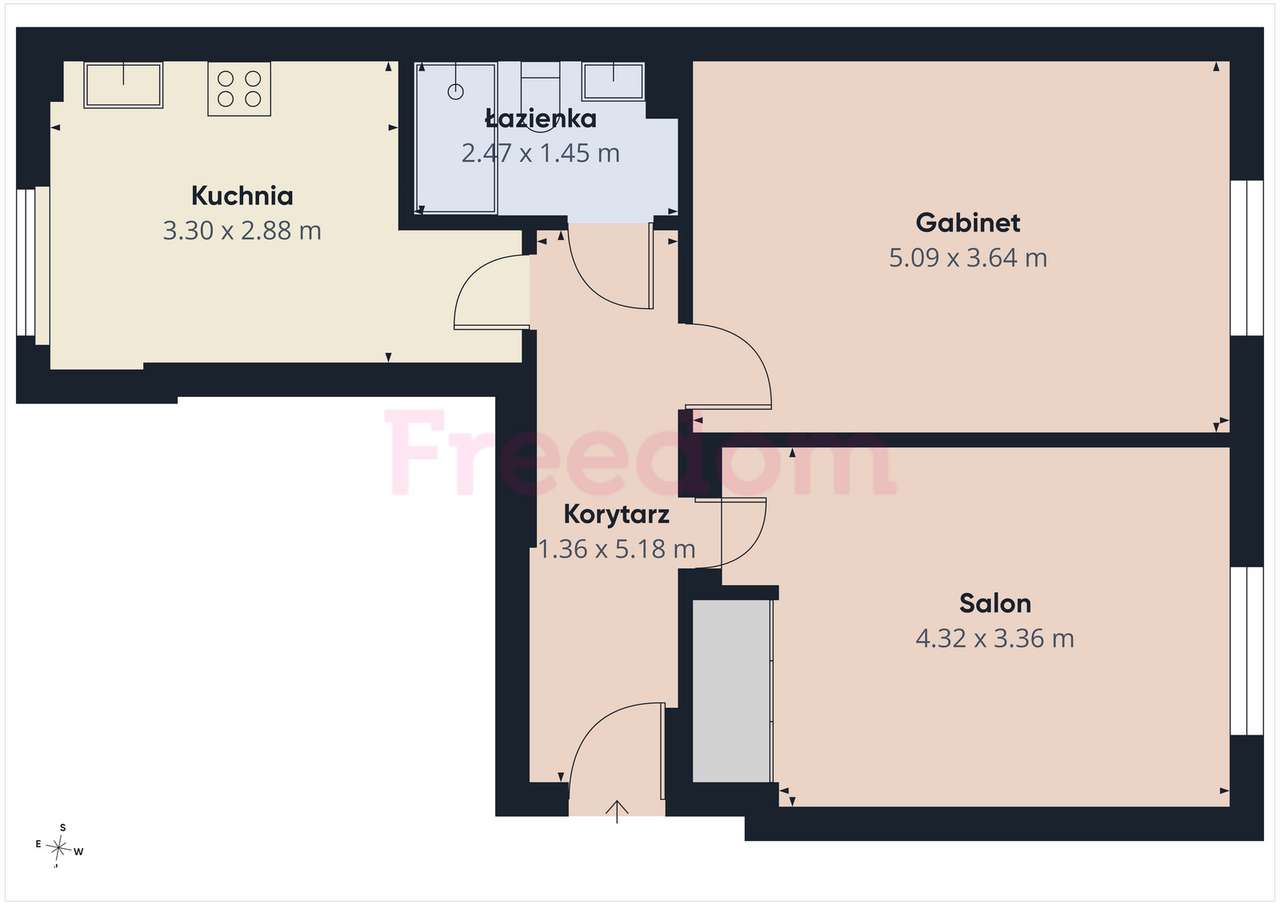 2 pokoje | 54m2 | Metro Ratusz Arsenał