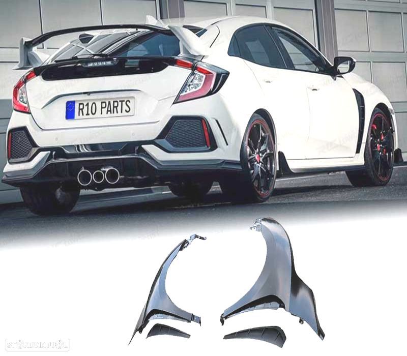 KIT 2 GUARDA-LAMAS HONDA CIVIC TYPE R 16-20 METAL - 1