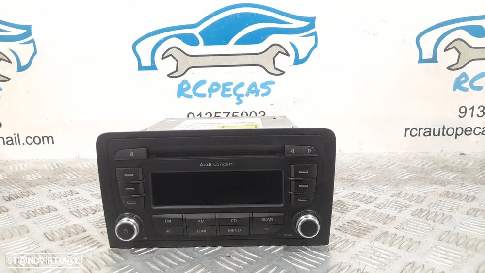 RADIO AUTORADIO LEITOR CD AUDI A3 8P 8P0035186S 8P0035186 CONCERT DISPLAY COMANDOS COMUTADOR PAINEL CONTROLO COMUNICAÇÃO - 1