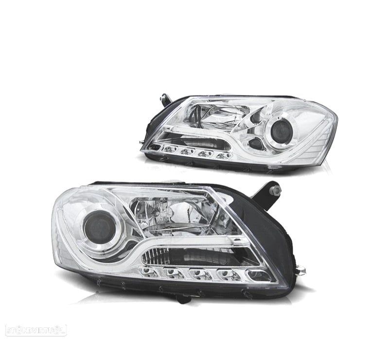 FAROIS FRONTAIS PARA VOLKSWAGEN VW PASSAT B7 10-14 TUBE LIGHT FUNDO CROMADO - 1