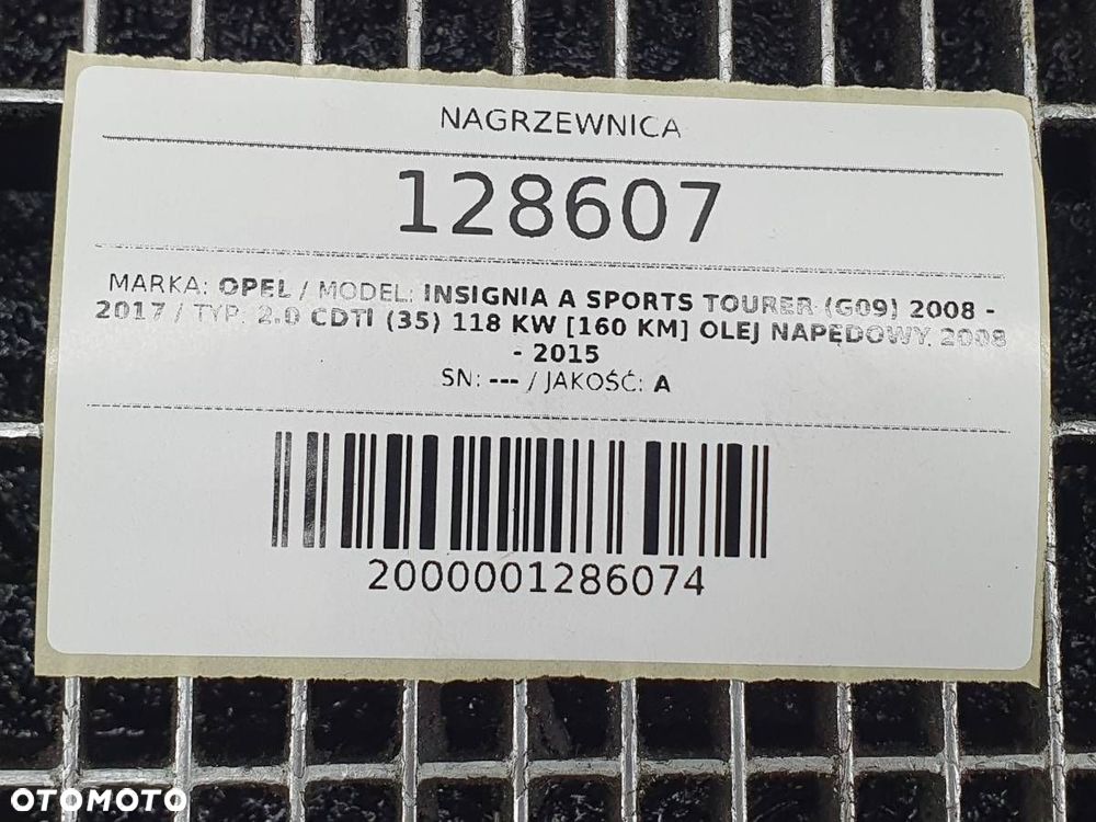 NAGRZEWNICA OPEL INSIGNIA A 2.0 CDTI 160KM 13345101 KOMPLET KLIMATYZACJA - 9