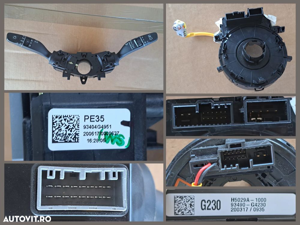 Hyundai i30 PD PDE gen 3 2017-2024 Volan Maneta stergatoare lumini Spira volan Radio Cd Butoane comanda clima Panou butoane reglaj faruri Camera video frontala Ceasuri bord Grila ventilatie Ornament trim central - 3