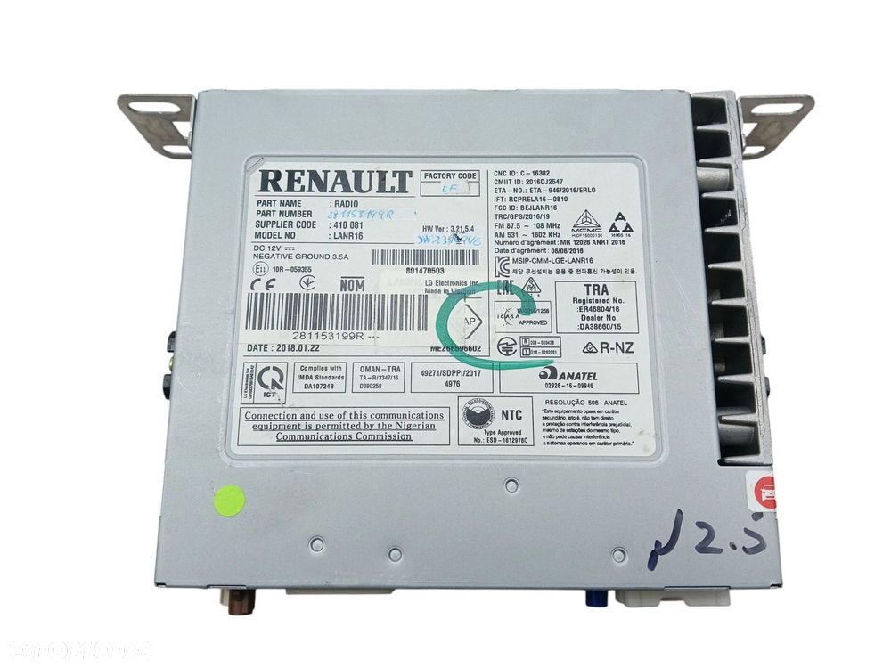 RADIO NAWIGACJA GPS RENAULT KADJAR (2015-2018) 1.2 TCE 130KM 281153199R - 2