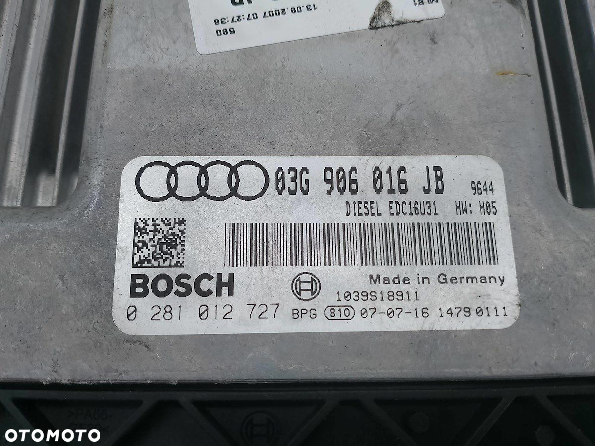 KOMPUTER, STEROWNIK AUDI A4 B7 03G906016JB  1039S18911  0281012727 2.0 TDI - 6